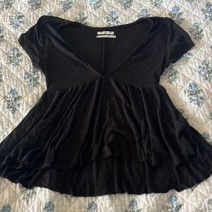 Urban Outfitters black v neck peplum top